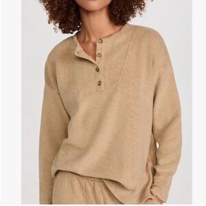 Madewell MWL Cozybrushed Vincent Henley Top Small Brown Cozy Camel